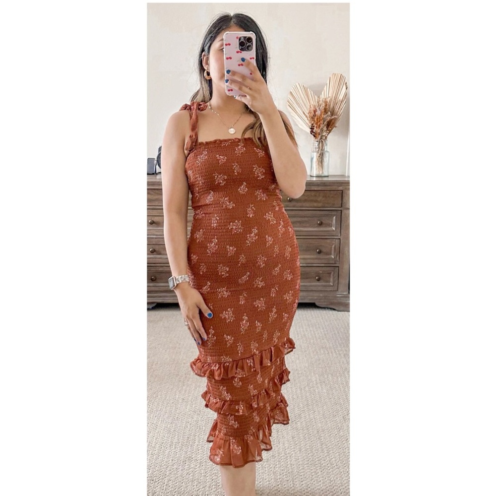 Abercrombie smocked body-con ruffle dress